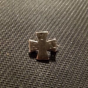 Antique 1886 Seal Sterling Cross Pin IHN In His Na